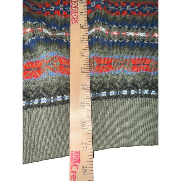 Chaps XXL Fair Isle Sweater Vest Olive V Neck Cotton Nordic Pattern Grandpacore - Picture 5 of 6